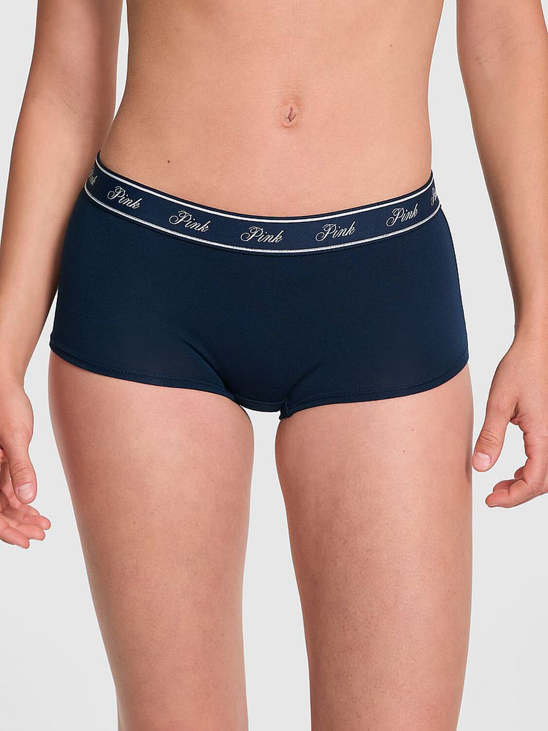 pink Pink Logo Cotton Boyshort Panty Noir Navy 1 of 4 