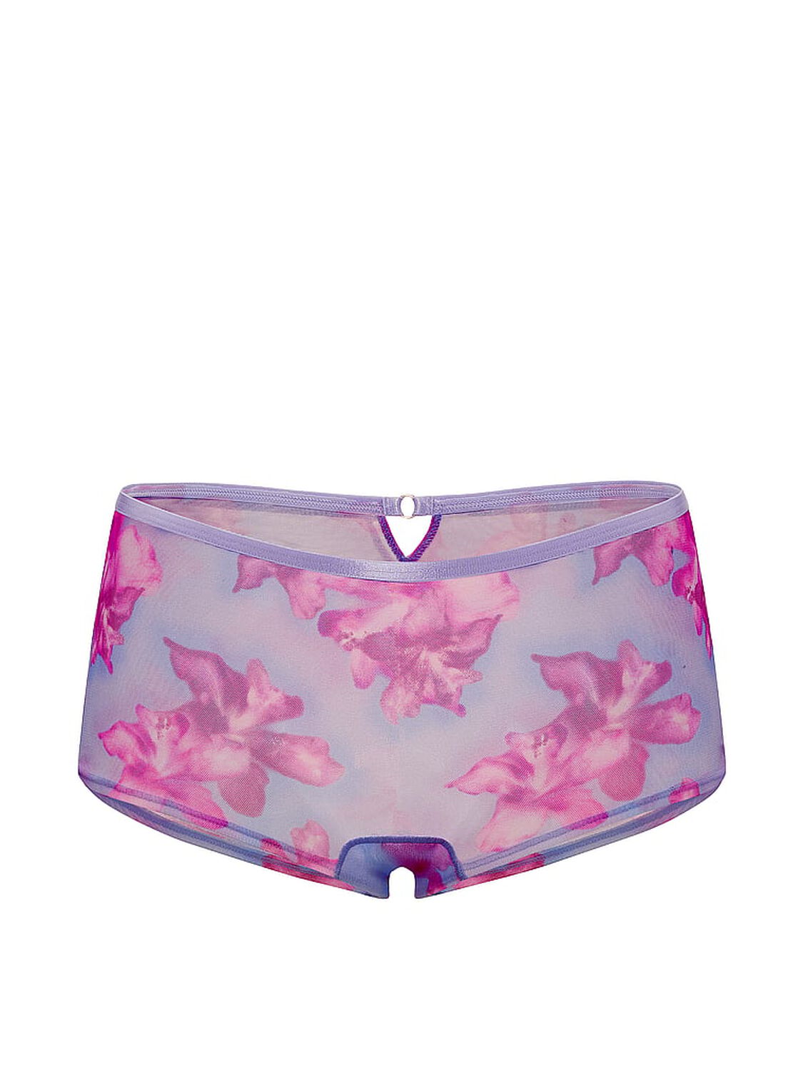 pink Pink Mesh Boyshort Panty Sweet Lavender Hibiscus Floral Print 3 of 3 
