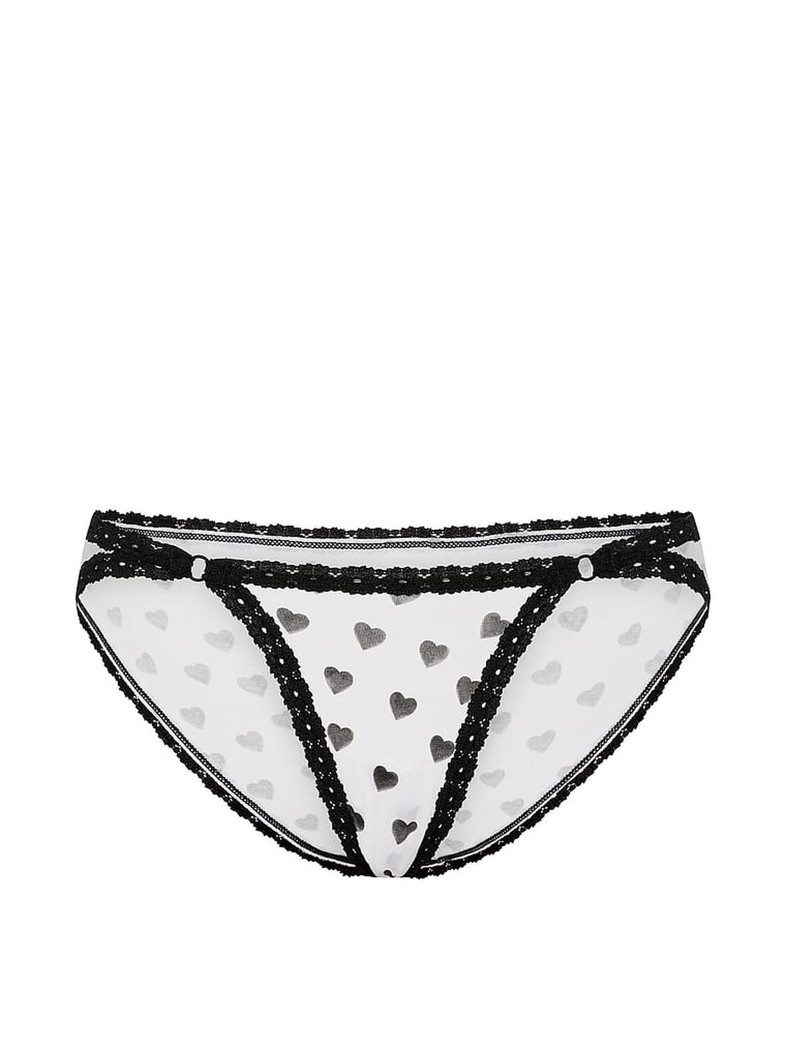 pink Pink Cotton Lace-Trim Low-Rise Cheeky Panty White Heart With Black Lace 3 of 3 