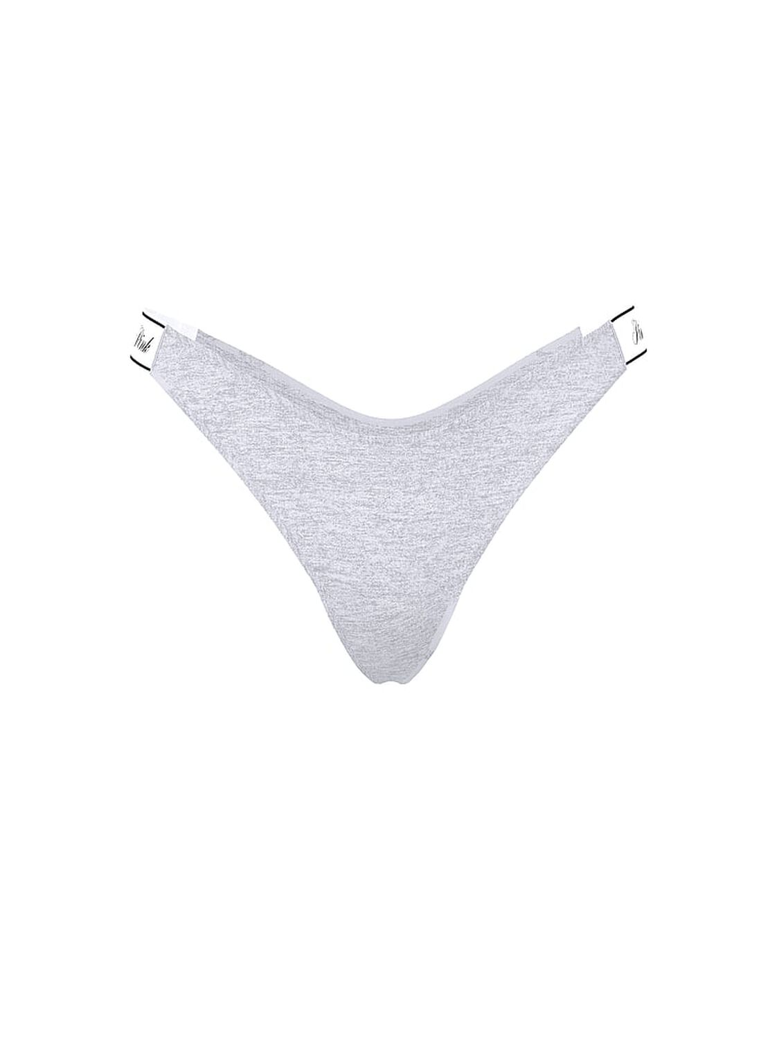 pink Pink Logo Cotton Shine High-Leg Thong Panty Medium Heather Grey 3 of 3 