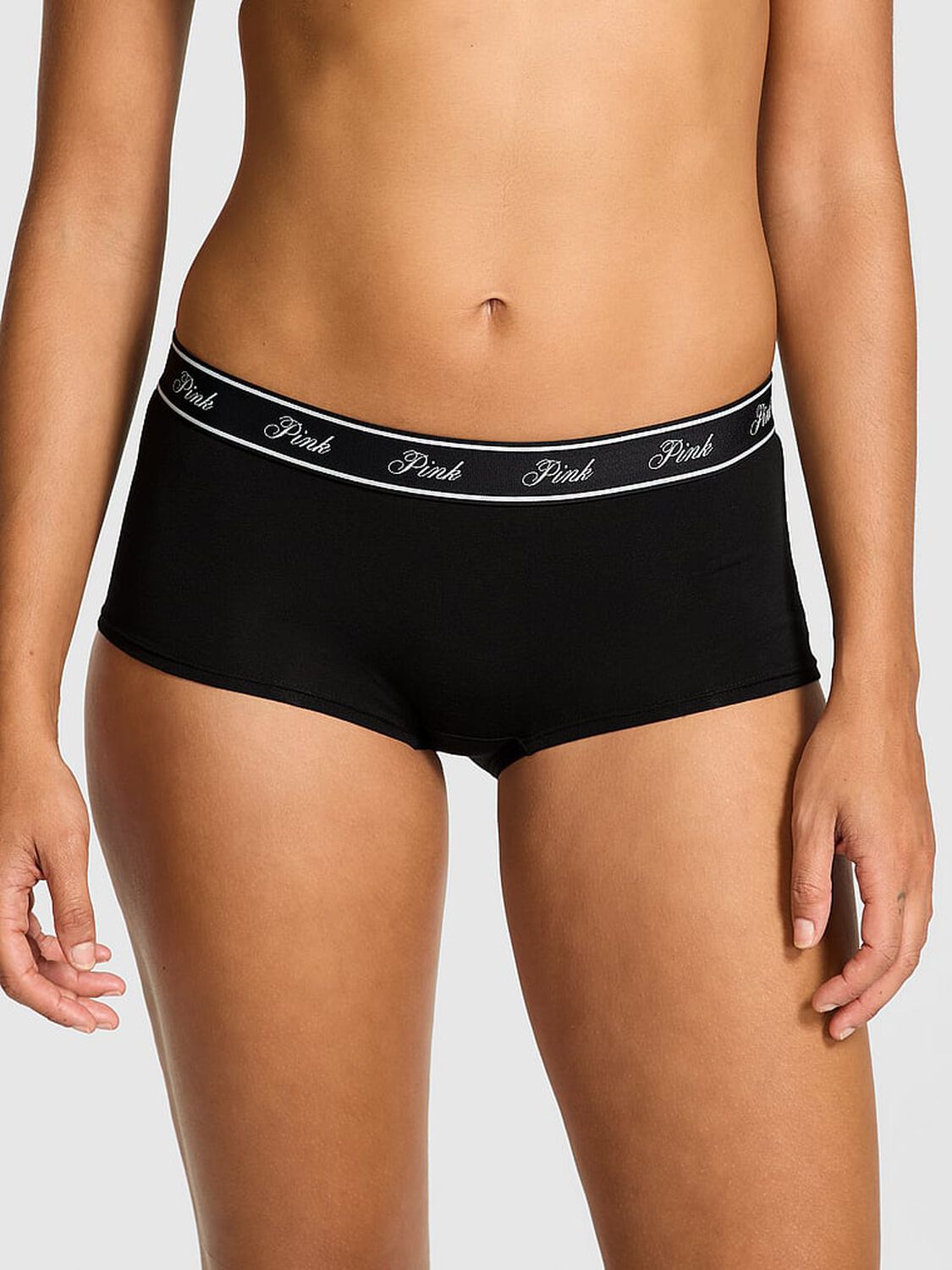 pink Pink Logo Cotton Boyshort Panty Pure Black 2 of 3 