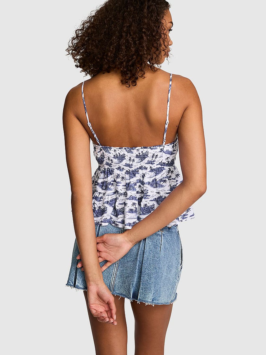 pink Pink Flirt Alert Tiered Cami Noir Navy Toile 2 of 3 