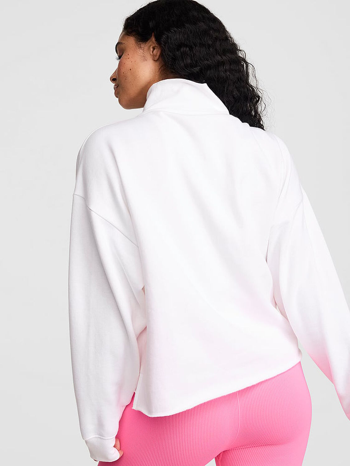 pink Pink Campus Fleece&trade; Quarter-Zip Straight-Cut Sweatshirt Vs White 2 of 4 