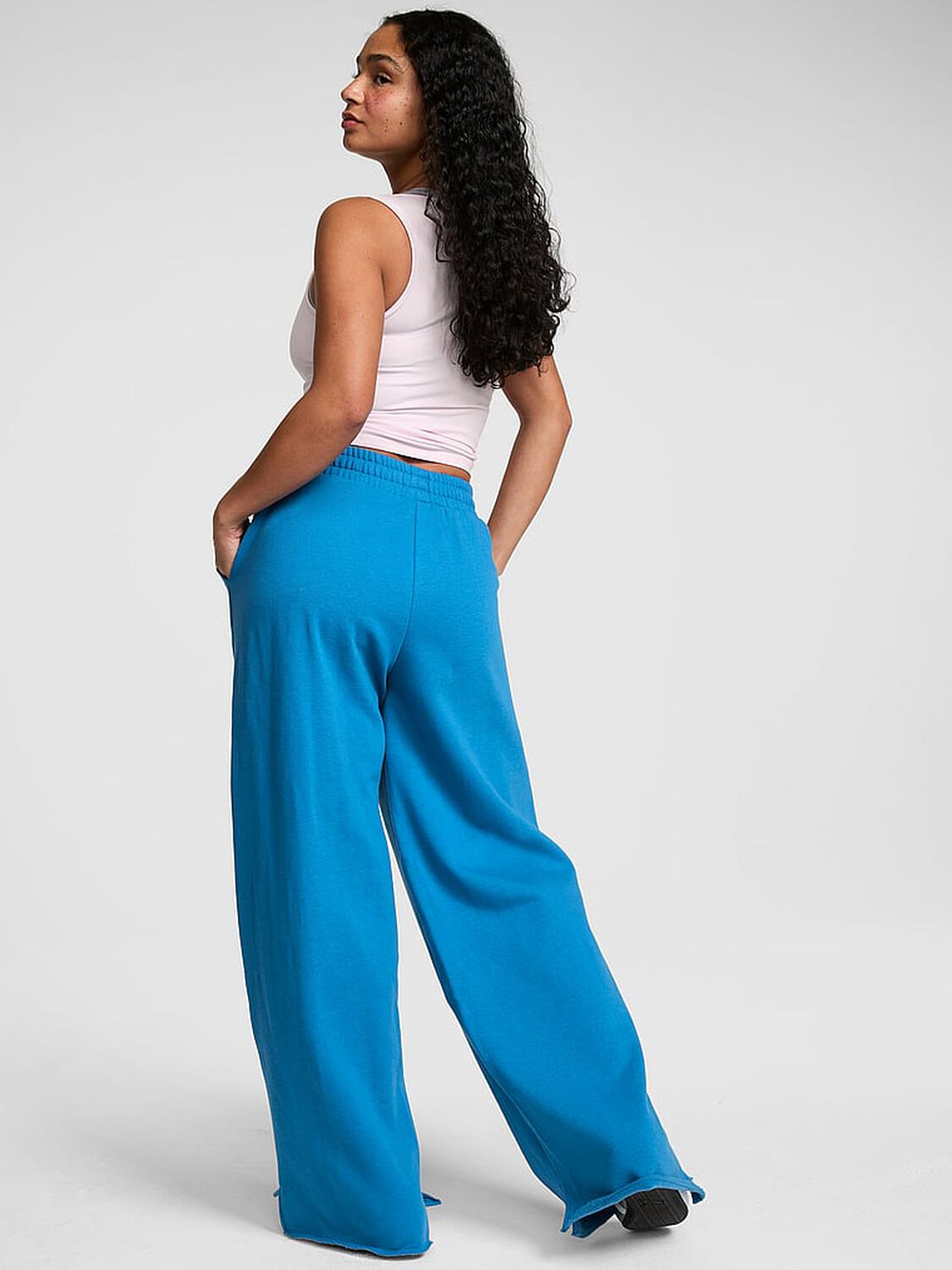 pink Pink Campus Fleece&trade; Wide-Leg Split-Hem Sweatpants Varsity Blue 2 of 4 