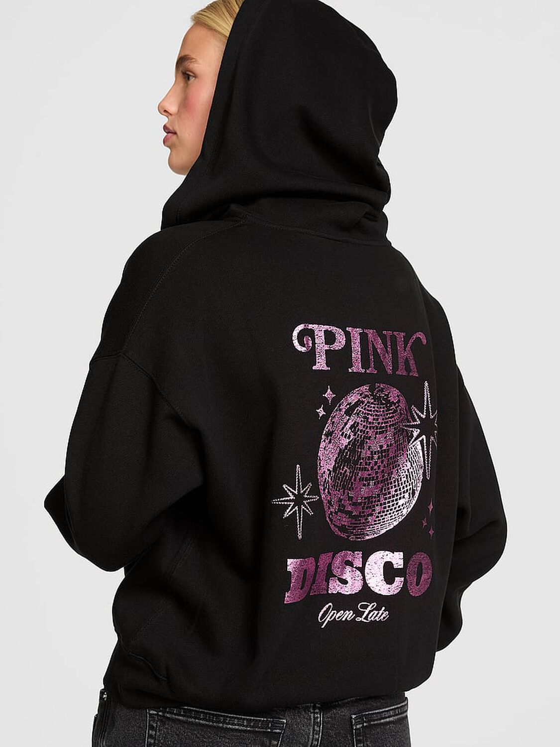 vs Pink Campus Fleece&trade; Full-Zip Hoodie Pure Black 2 of 3 