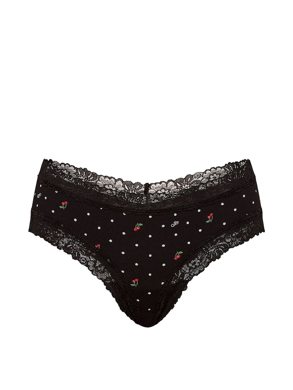 pink Pink PINK Wink&trade; Lace-Trim Cheeky Panty Black Cherry Dot Print 3 of 3 