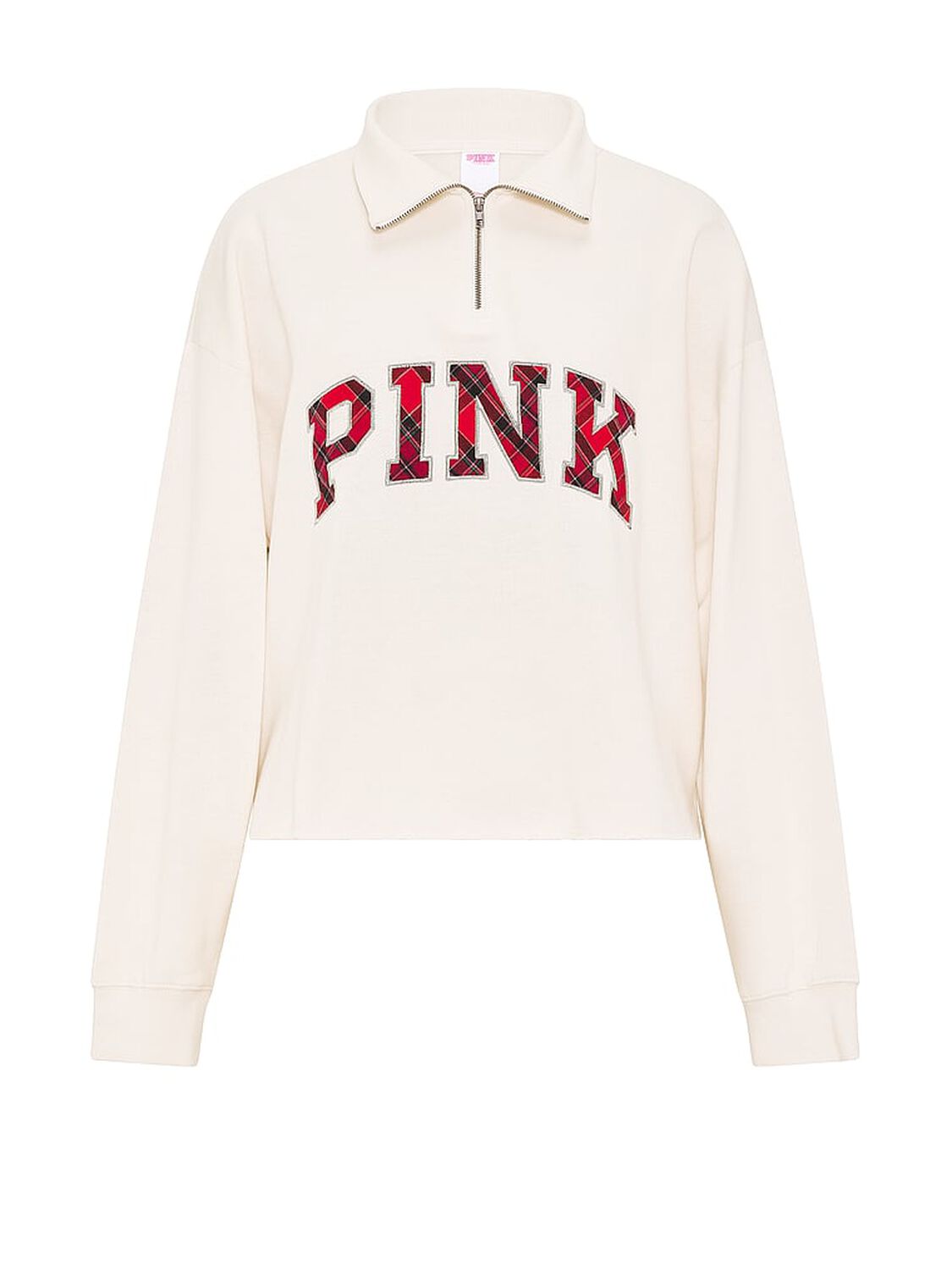 pink Pink Campus Fleece&trade; Quarter-Zip Straight-Cut Sweatshirt Cozy White 3 of 3 
