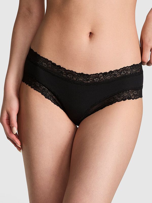 PINK Wink&trade; Lace-Trim Cotton Cheeky Panty