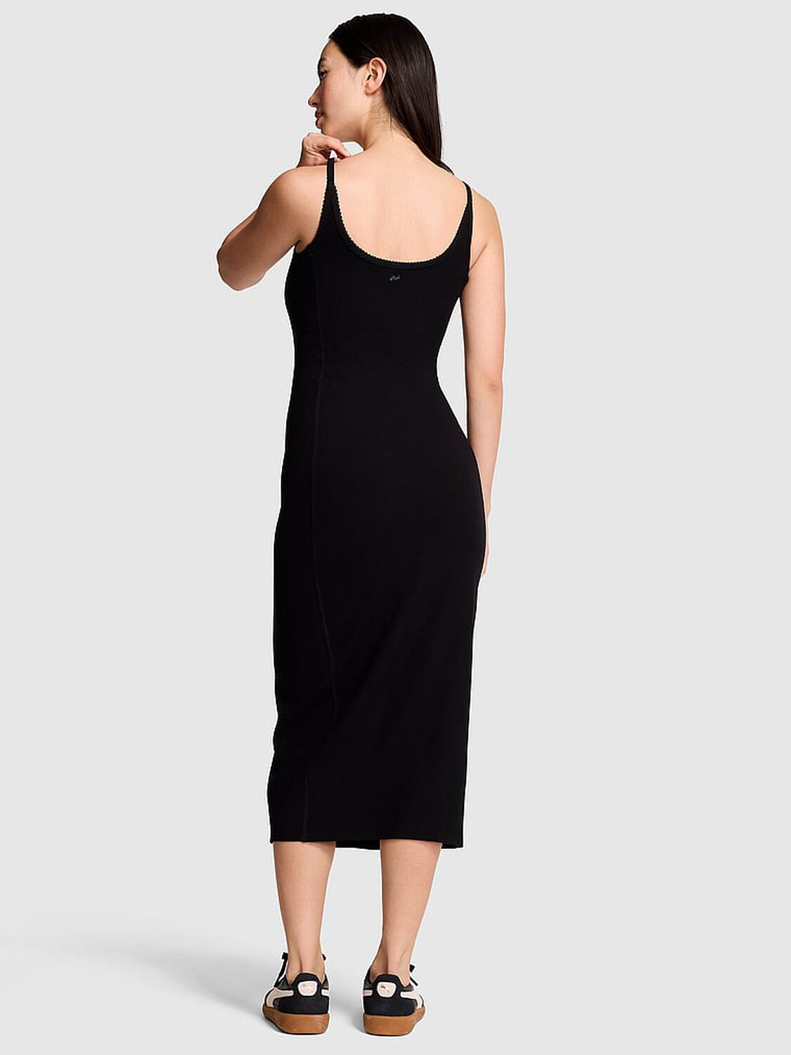 pink Pink All-Day Soft Rib High-Neck Midi Dress Pure Black 2 of 3 