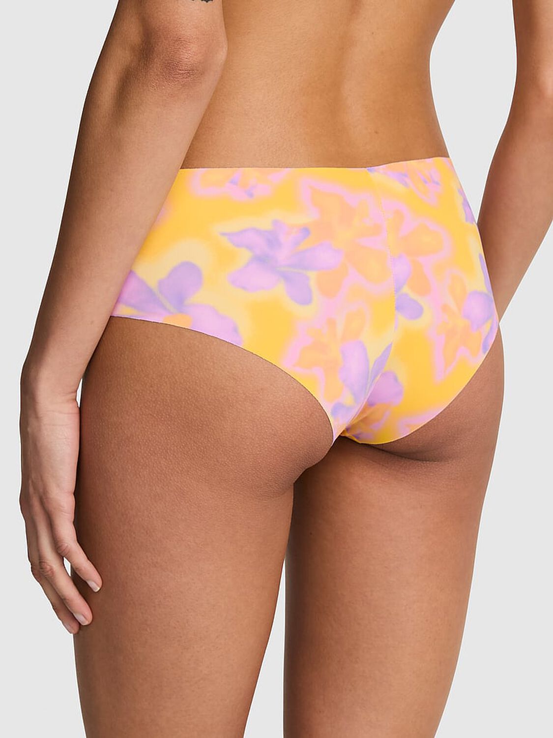 pink Pink No-Show Cheeky Panty Yellow Hibiscus Floral Print 2 of 3 