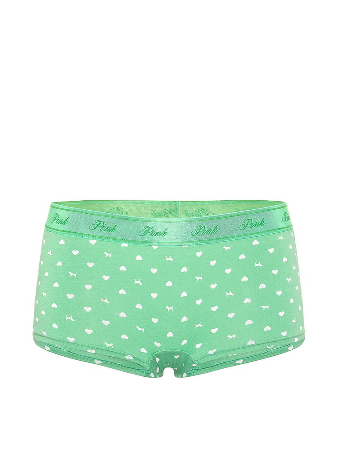 pink Pink Logo Cotton Boyshort Panty Graphic Green Heart Dog 3 of 3 