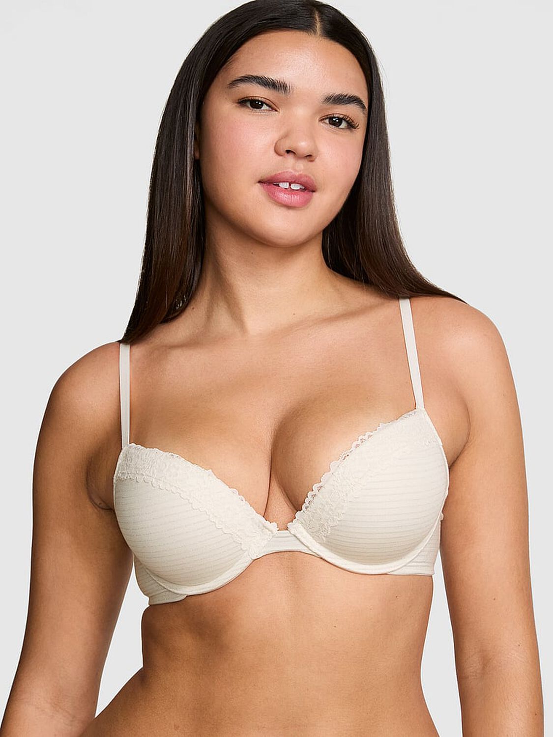 vs Pink Wear Everywhere&trade; Super Push-Up Bra Cozy White 1 of 3 