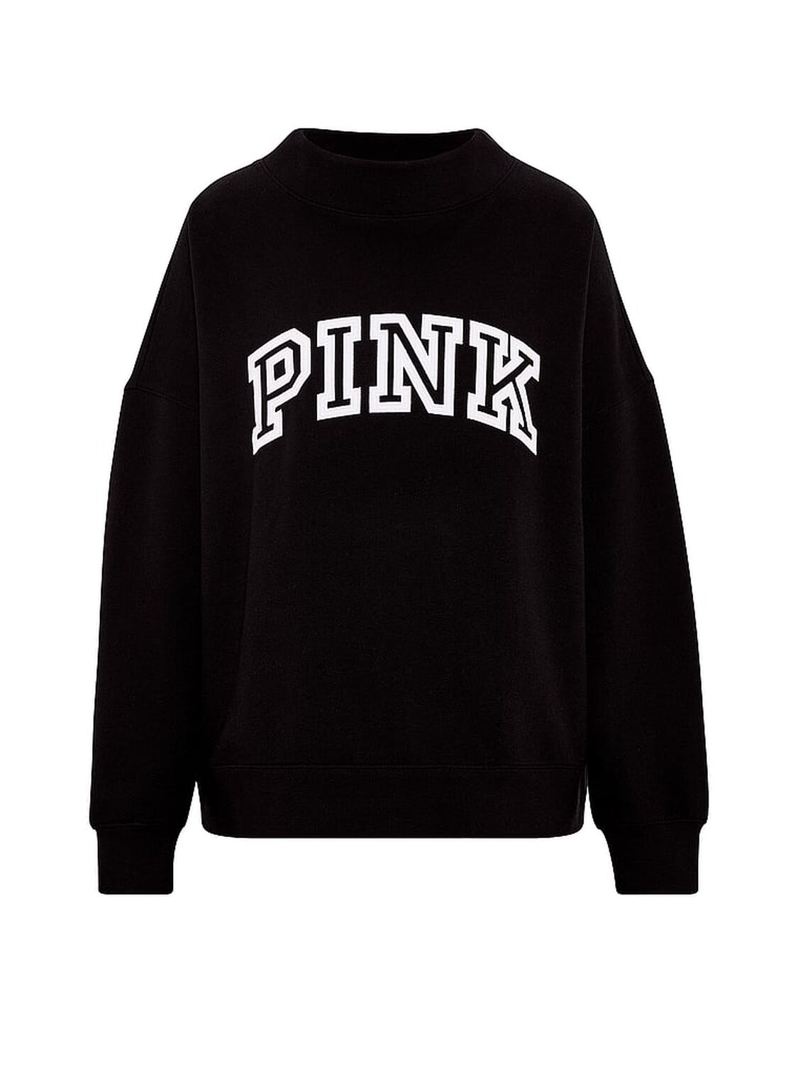 vs Pink Campus Fleece&trade; Oversized Mock-Neck Sweatshirt Pure Black 3 of 3 