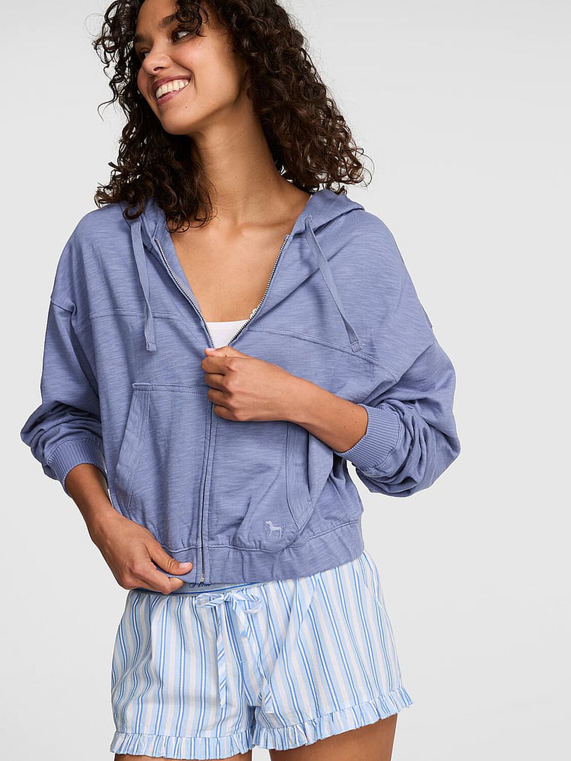 vs Pink Lightweight Lounge Full-Zip Hoodie Dusty Iris 1 of 2 