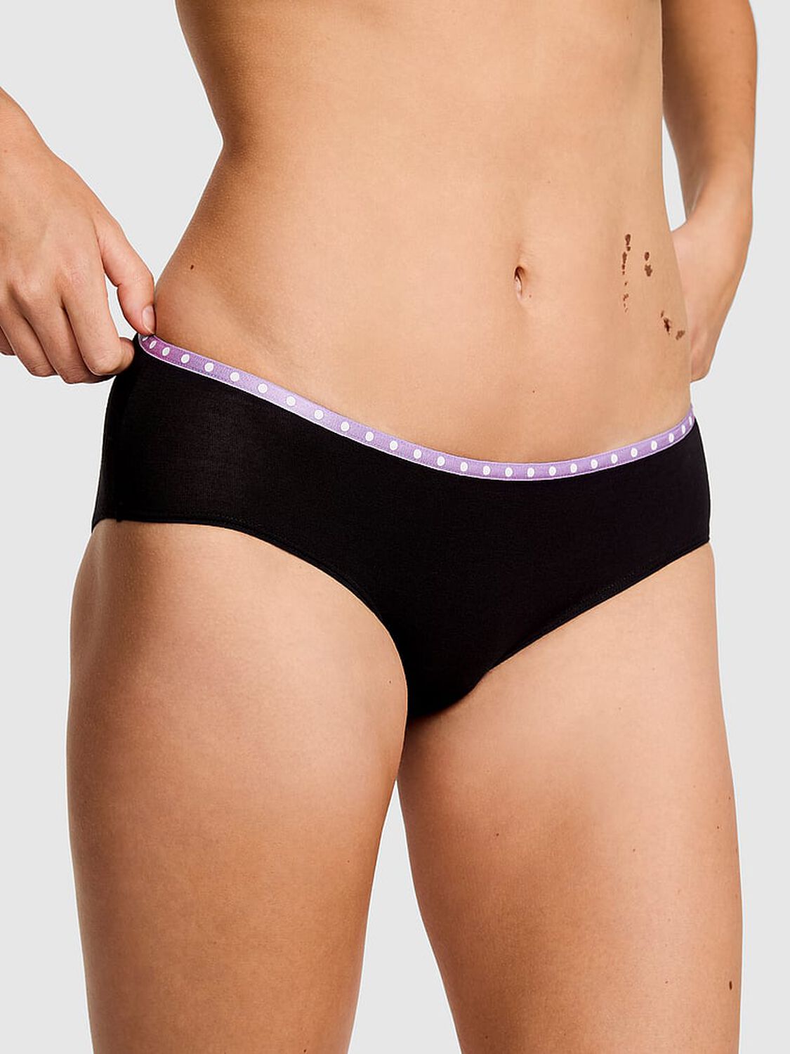pink Pink Logo Cotton Hiphugger Panty Black With Love Pink 86 Butt Graphic 1 of 3 