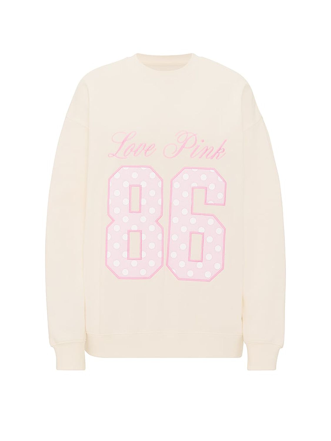 pink Pink Campus Fleece&trade; Rib Off-The-Shoulder Sweatshirt Cozy White 3 of 3 