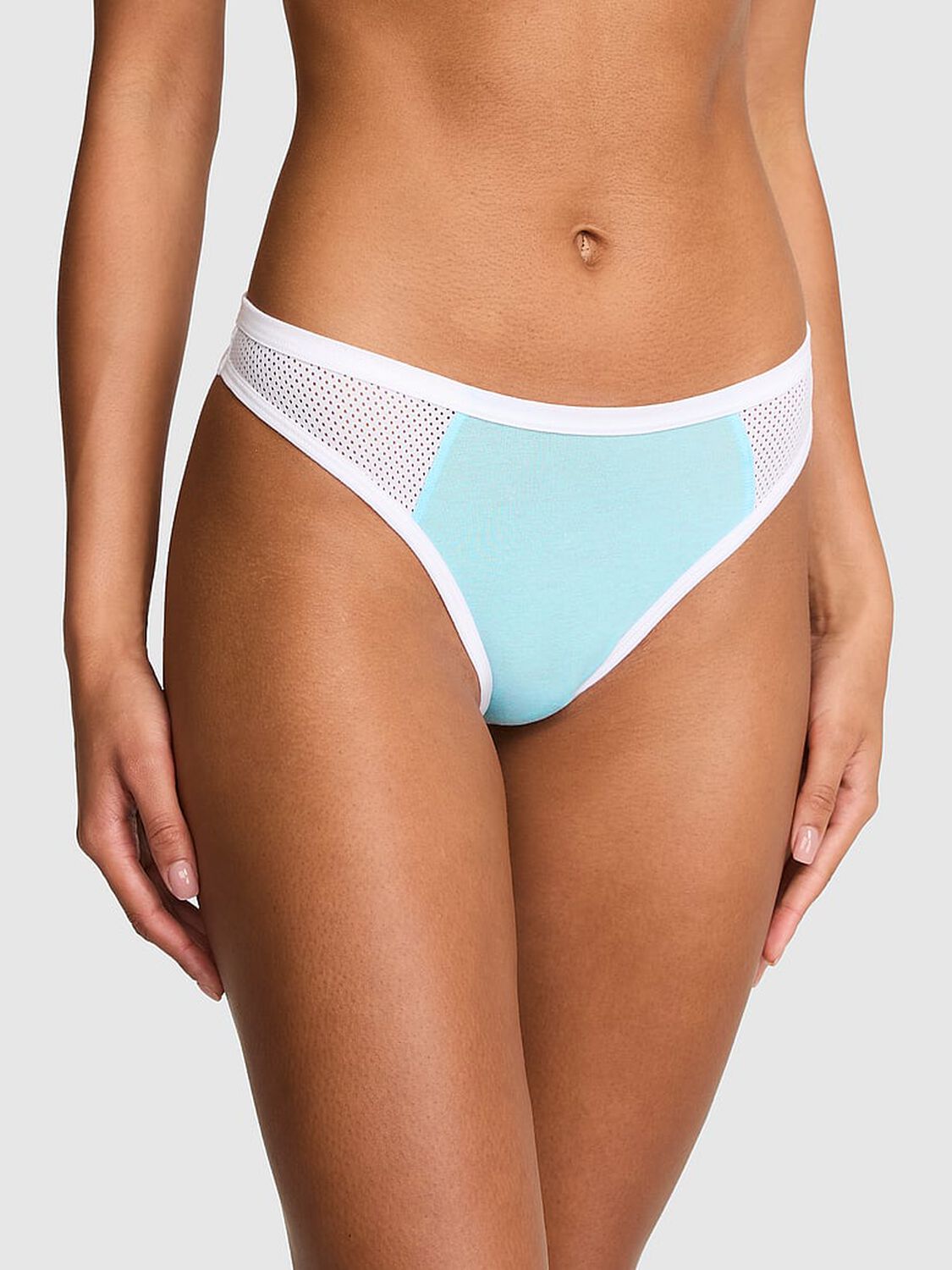 vs Pink Cotton Thong Panty Stream With White Trim 1 of 3 