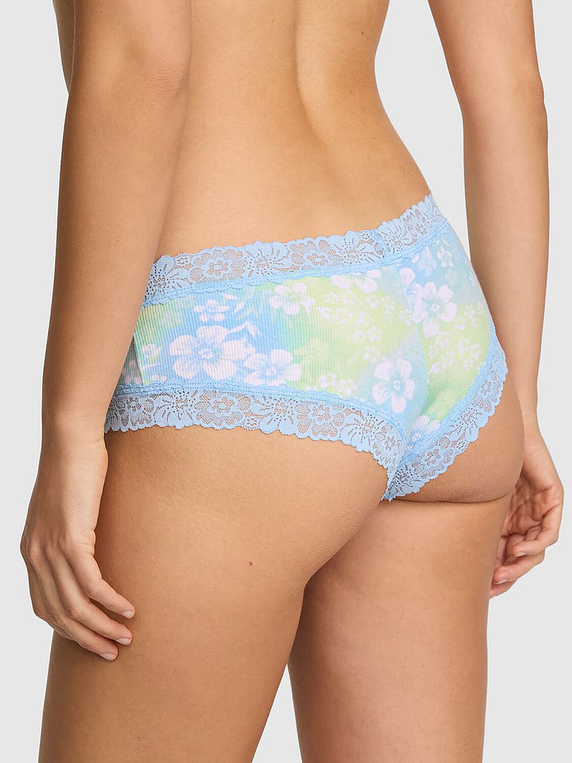 pink Pink PINK Wink&trade; Lace-Trim Cheeky Panty Blue Dancer Hibiscus Floral Print 2 of 3 