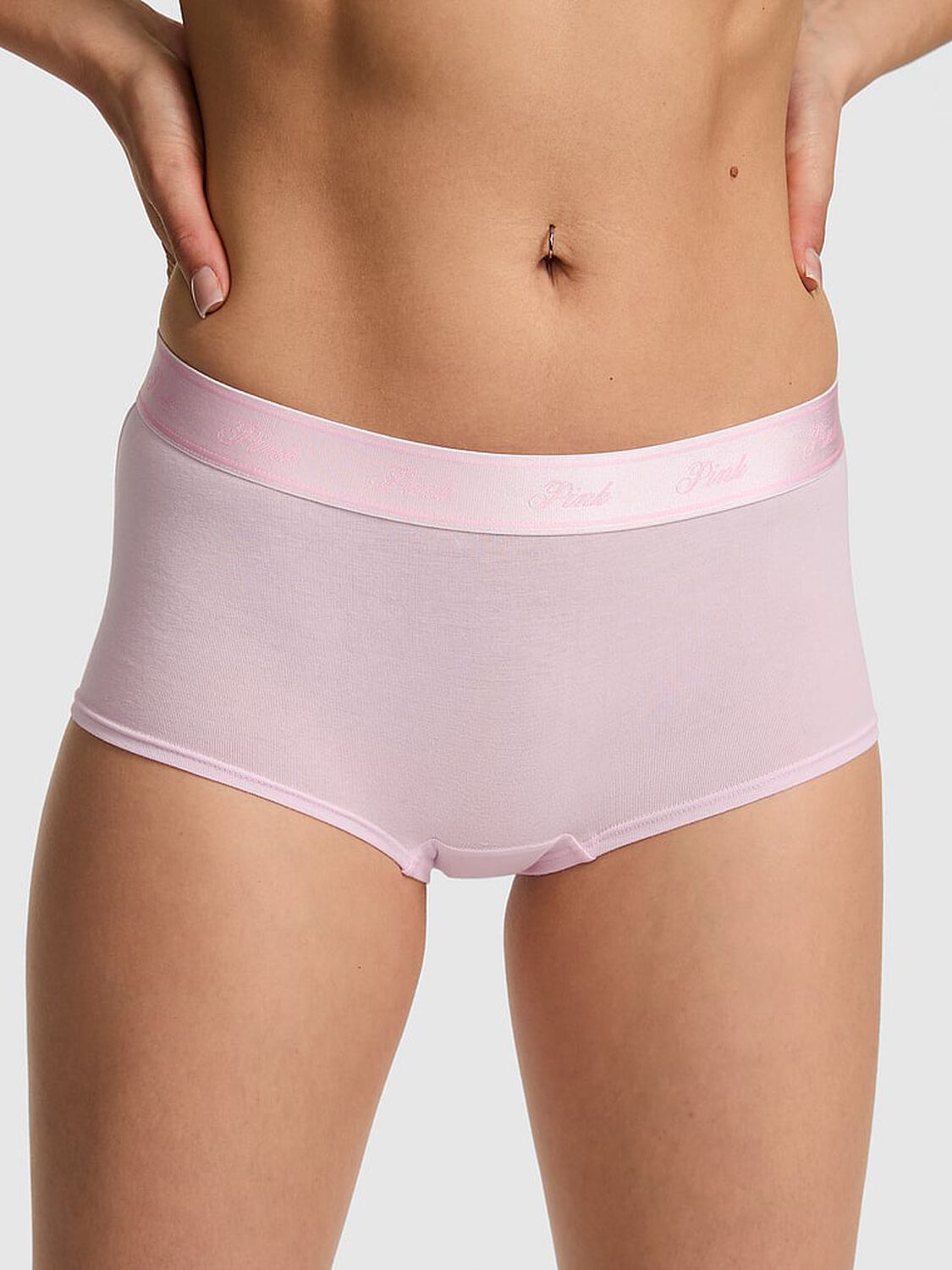 pink Pink Logo Cotton Shine Boyshort Panty Pink Tulip 1 of 3 