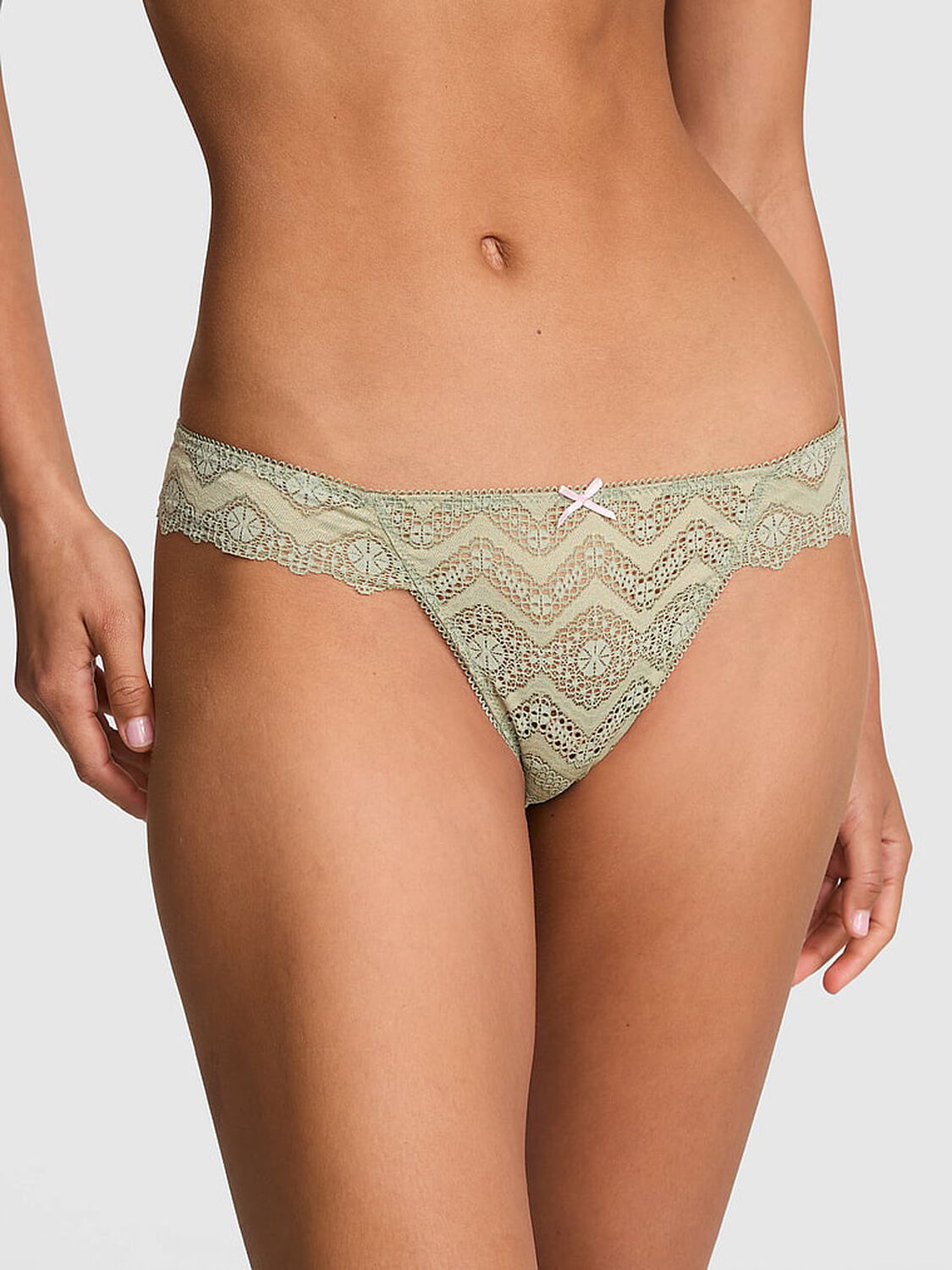 pink Pink PINK Wink&trade; Thong Panty Slate Green 1 of 2 