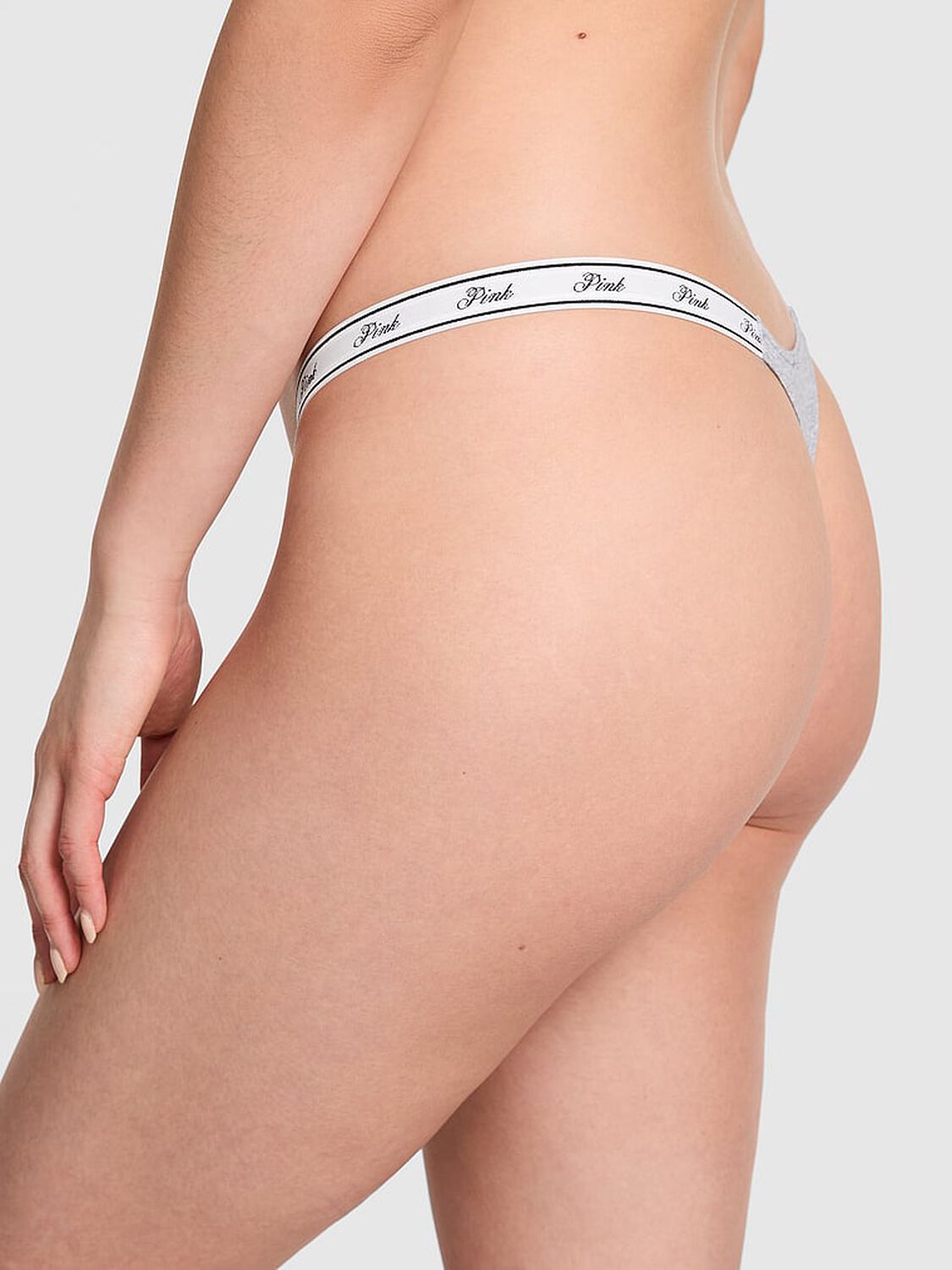 pink Pink Logo Cotton High-Leg Micro Thong Panty 2 of 3 