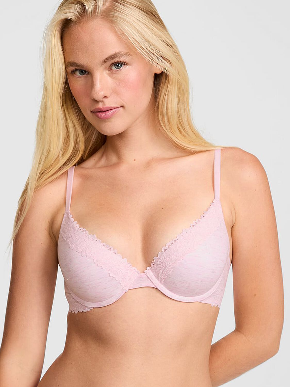 vs Pink Wear Everywhere&trade; Push-Up Bra Heather Petal Pink 1 of 3 