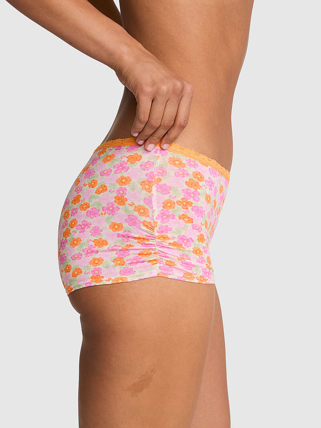 pink Pink Cotton Dorm Boyshort Panty Vitamin C Floral Print 2 of 3 