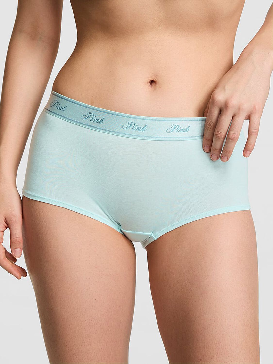 pink Pink Logo Cotton Boyshort Panty Spray Blue 1 of 3 