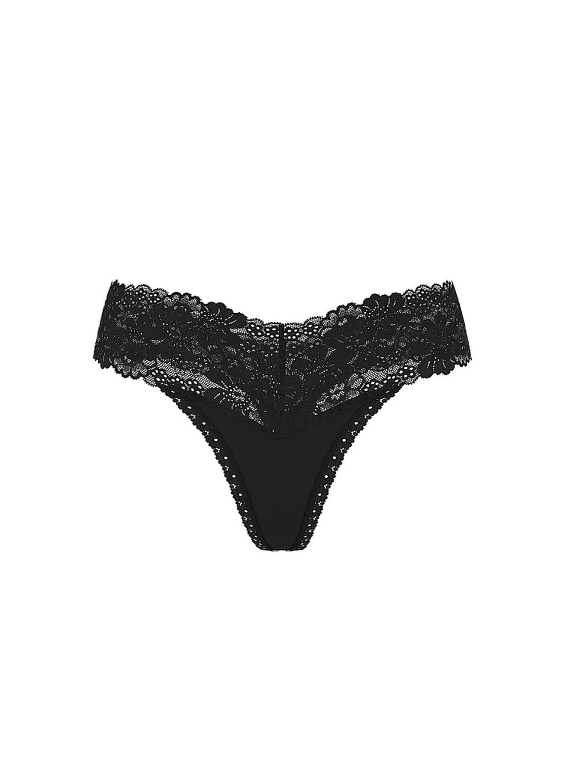 pink Pink Wink Lace-Trim Thong Panty Black 3 of 3 