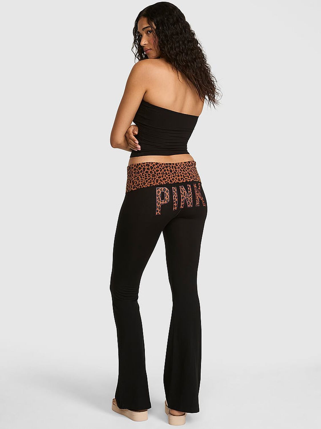 pink Pink All-Day Cotton&trade; Foldover Flare Leggings Leopard 2 of 4 
