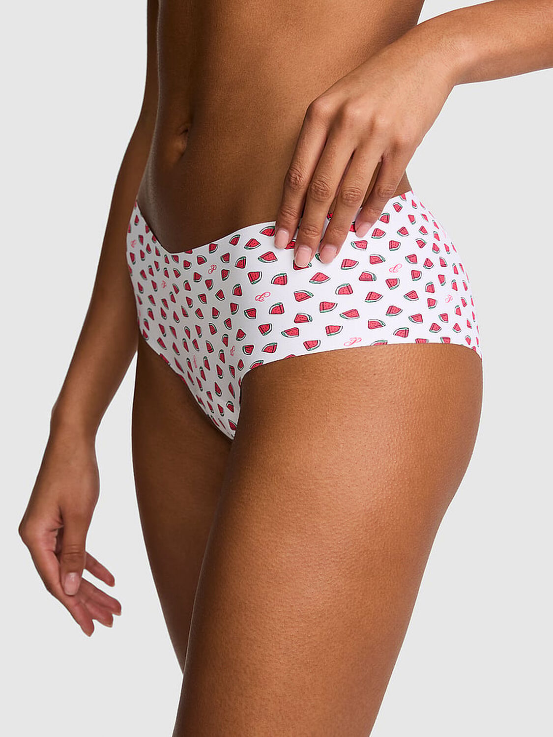 pink Pink No-Show Cheeky Panty Vs White Watermelon Print 1 of 2 