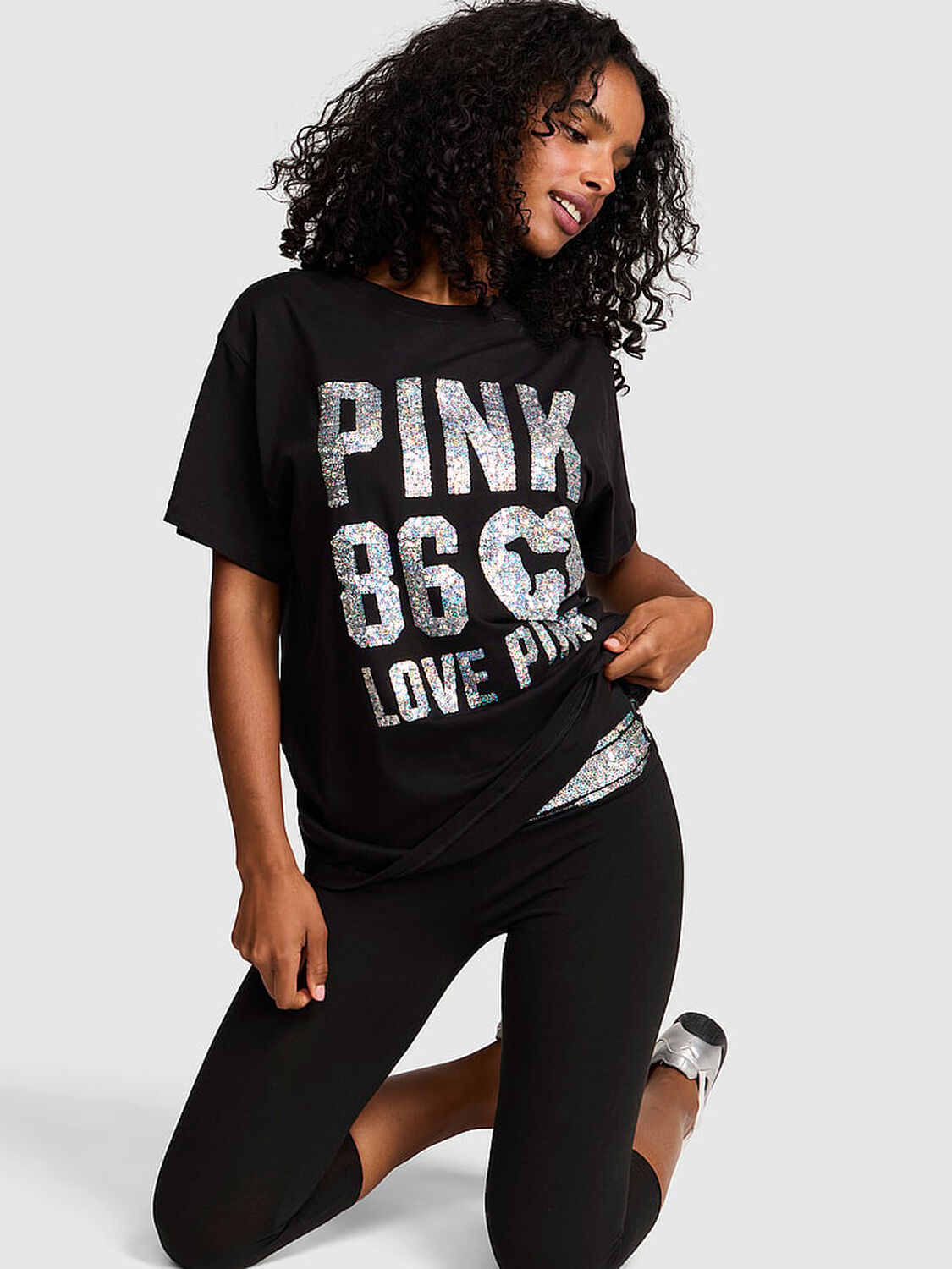 pink Pink Campus Cotton&trade; Tee Black 1 of 2 