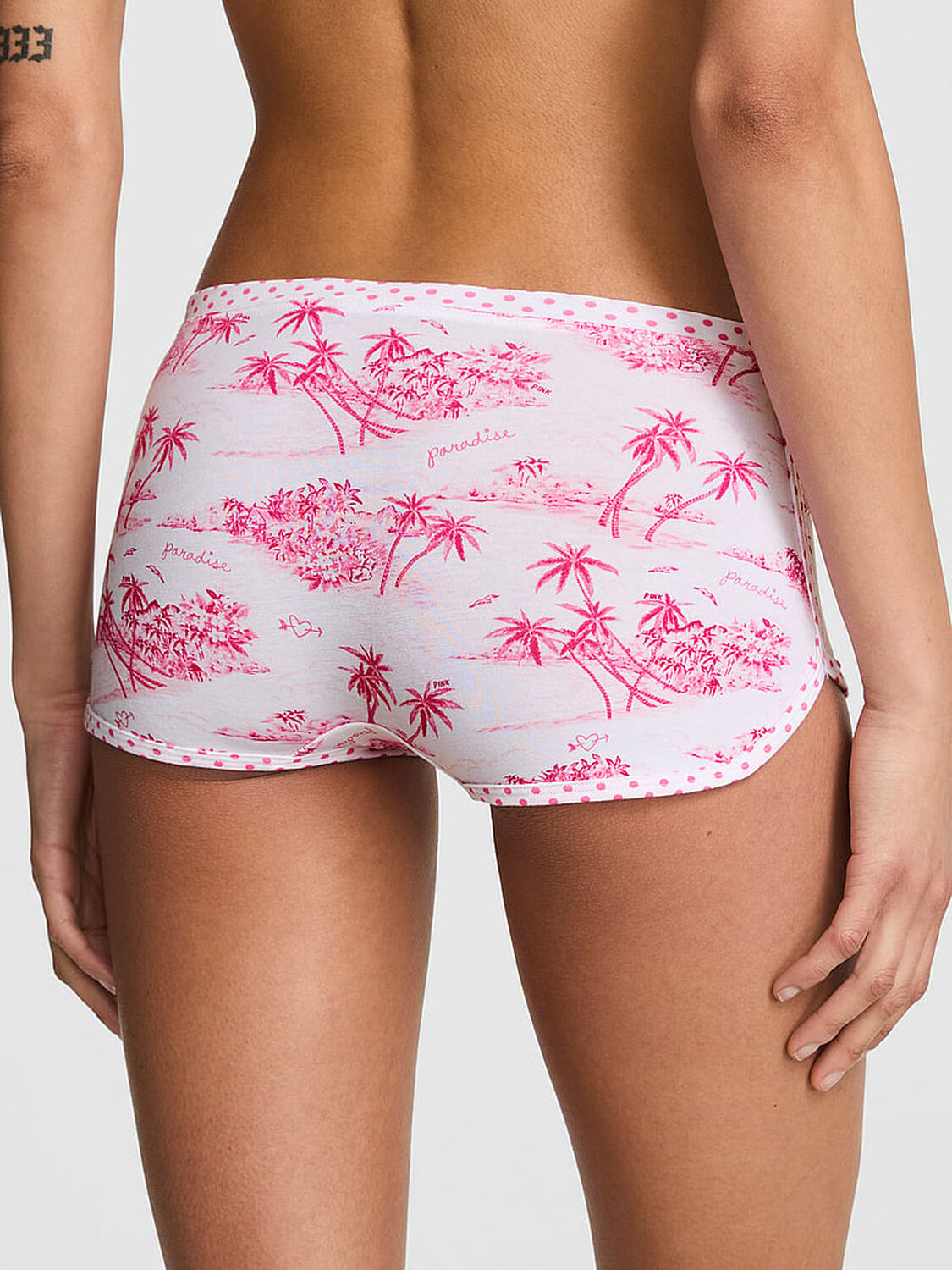 vs Pink Cotton Dorm Boyshort Panty Love Me Pink Toile Print 2 of 2 