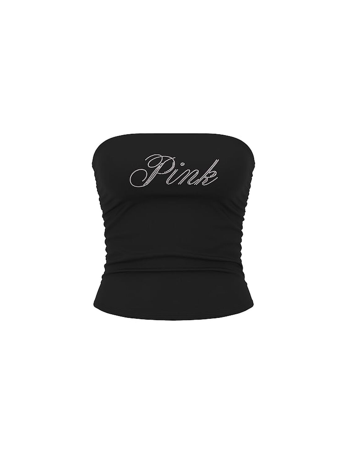 pink Pink All-Day Cotton&trade; Side-Ruched Tube Top Pure Black With Pink Bling 3 of 3 