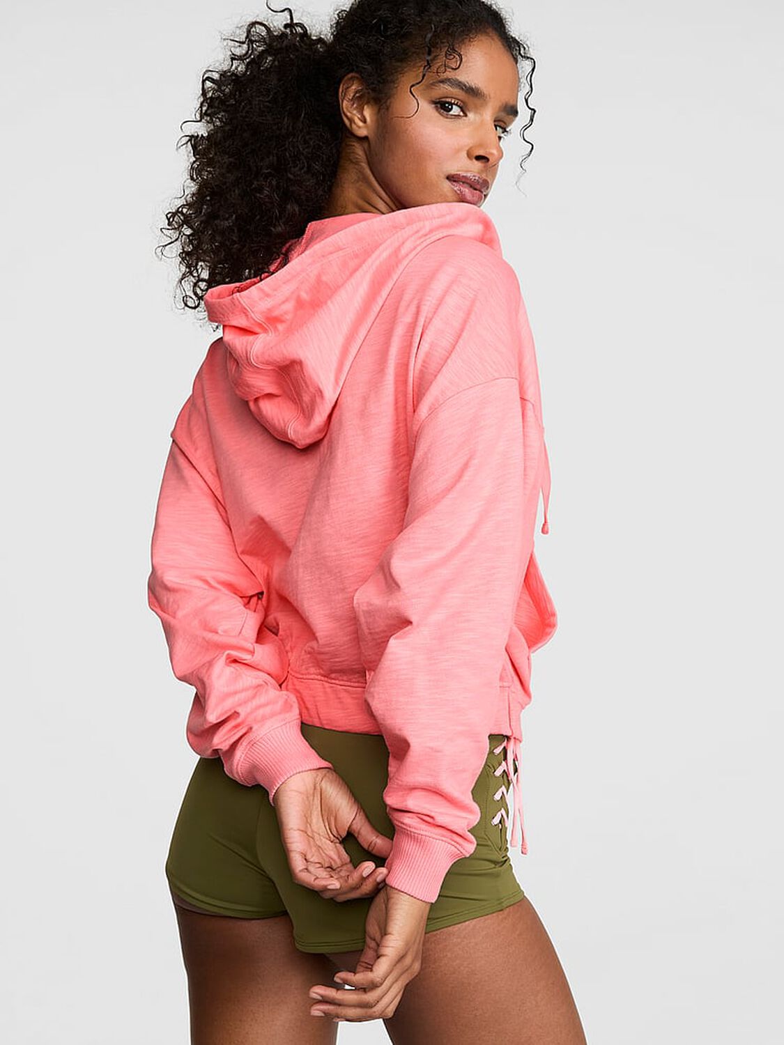 vs Pink Lightweight Lounge Full-Zip Hoodie Frosted Coral 2 of 3 