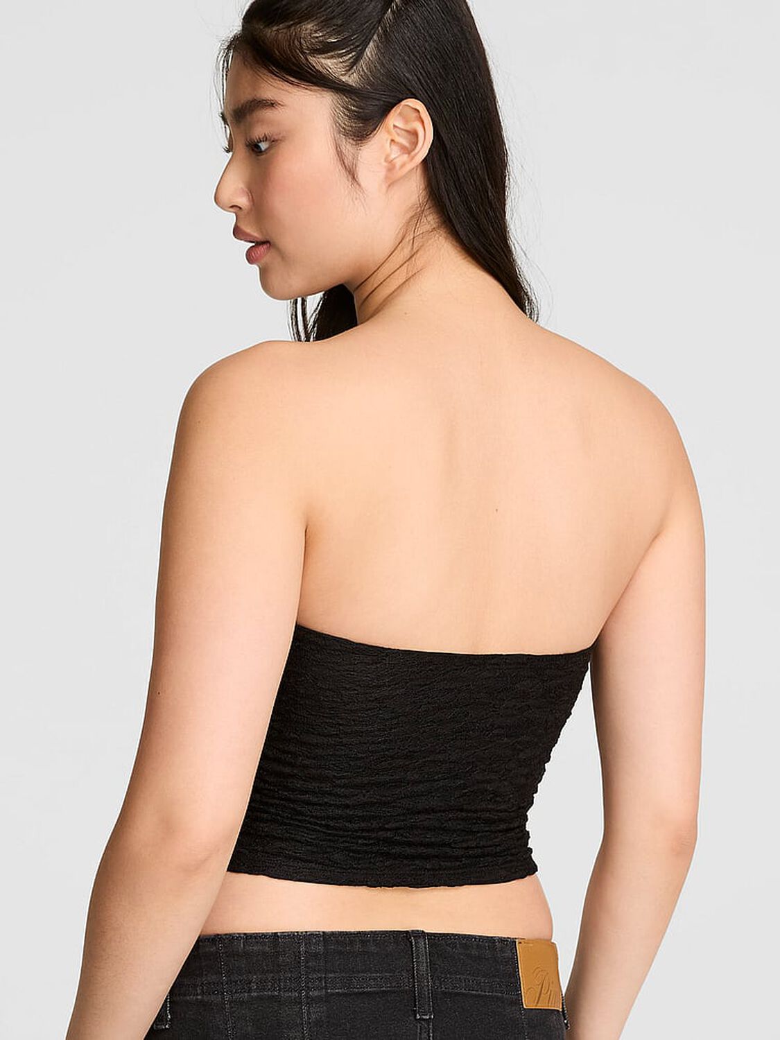 pink Pink PINK Base Stretch&trade; Strappy Halter Top Pure Black 2 of 2 