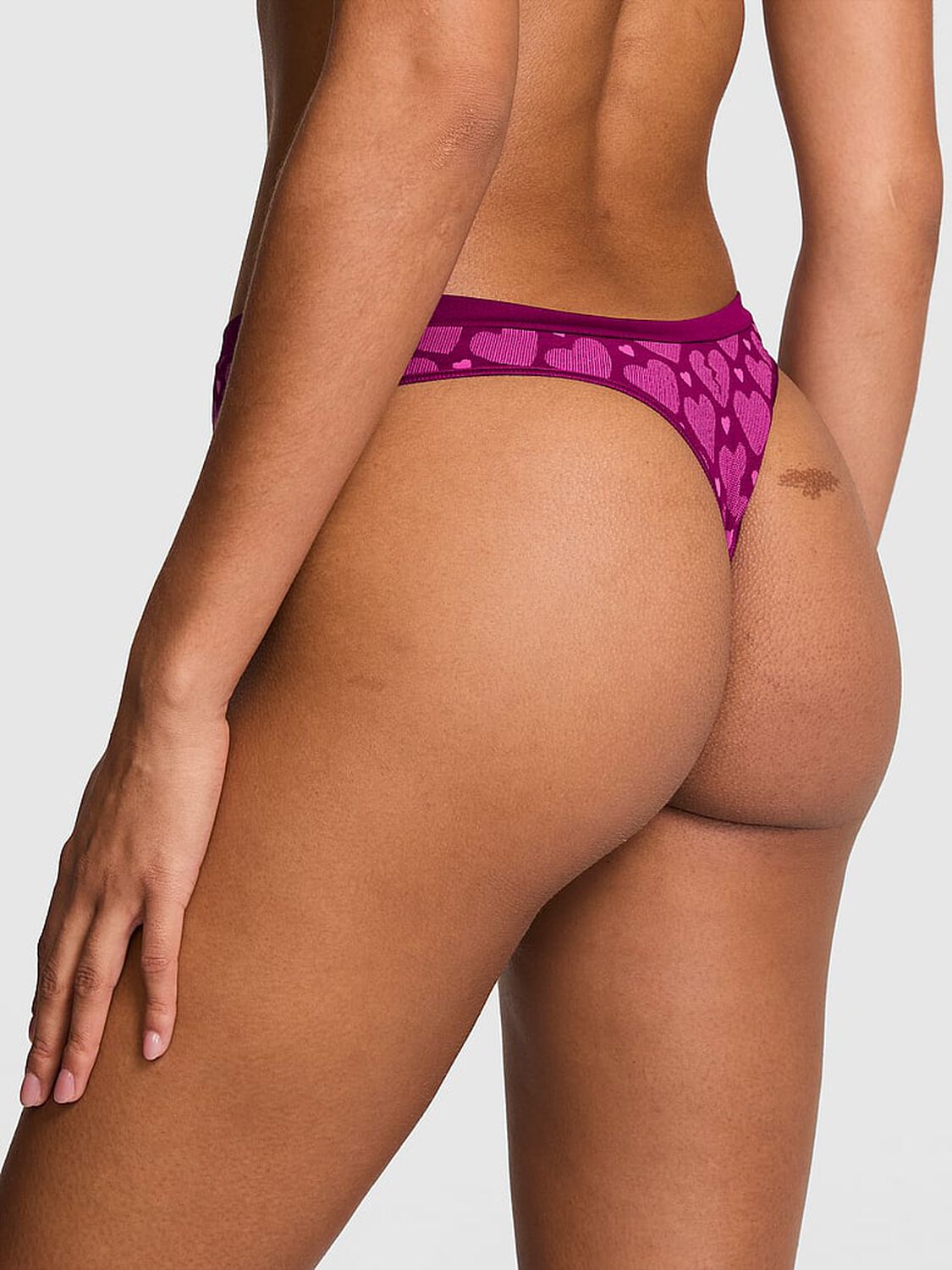 pink Pink Seamless High-Leg Thong Panty Magenta Rose Broken Heart 2 of 3 