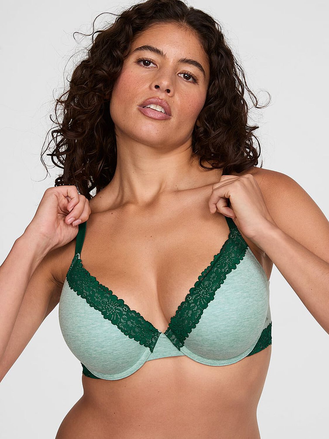 vs Pink Wear Everywhere&trade; Push-Up Bra Heather Soft Sage 1 of 2 