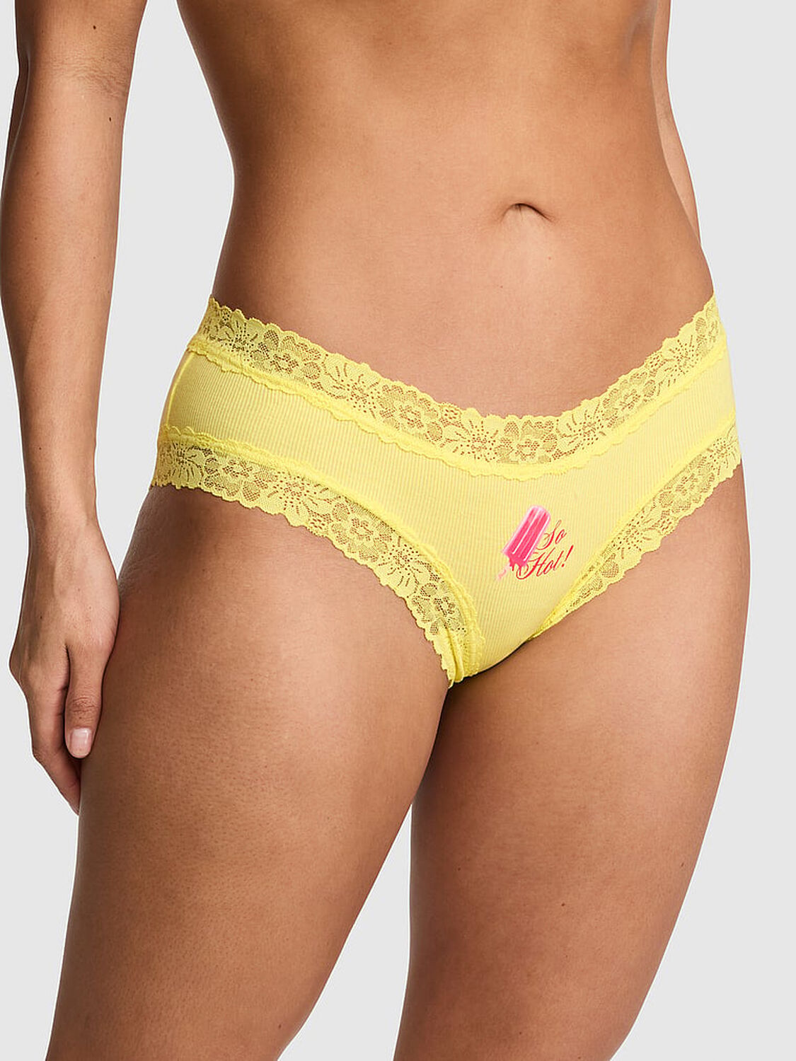 pink Pink PINK Wink&trade; Lace-Trim Cheeky Panty Pineapple Ice W/ So Hot Popsicle Graphic 1 of 2 
