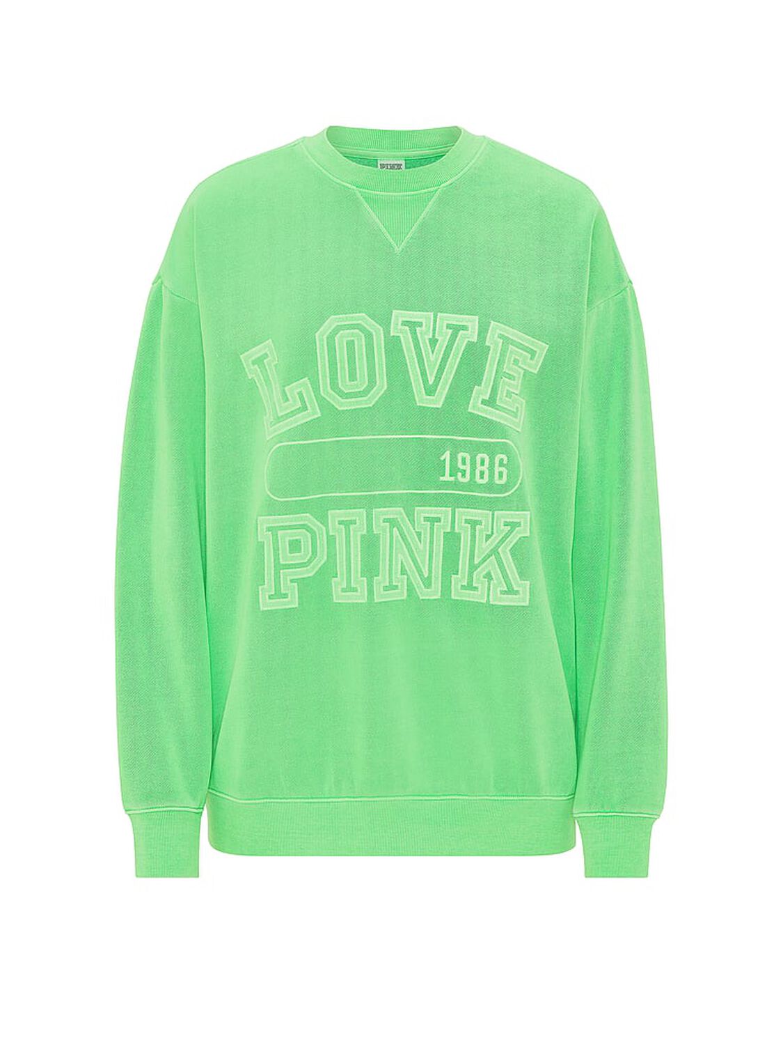 pink Pink Campus Fleece&trade; Oversized Crew Sweatshirt Graphic Green 3 of 3 