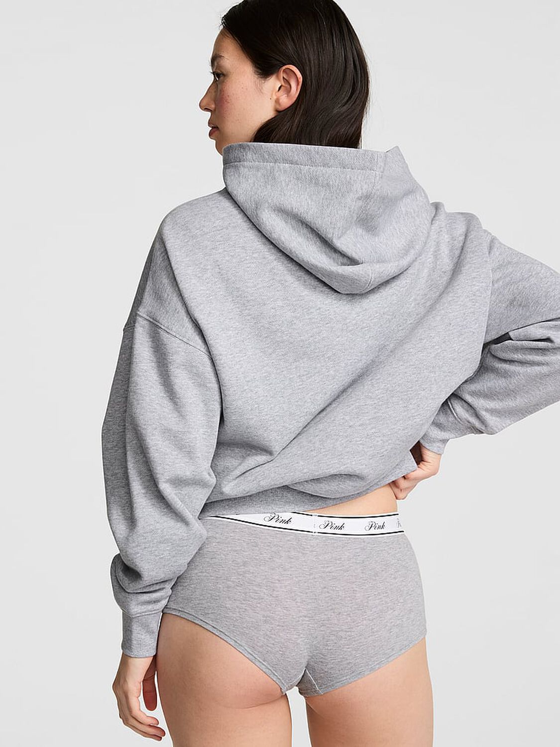 pink Pink Campus Fleece&trade; Half-Zip Hoodie Medium Heather Grey 2 of 3 