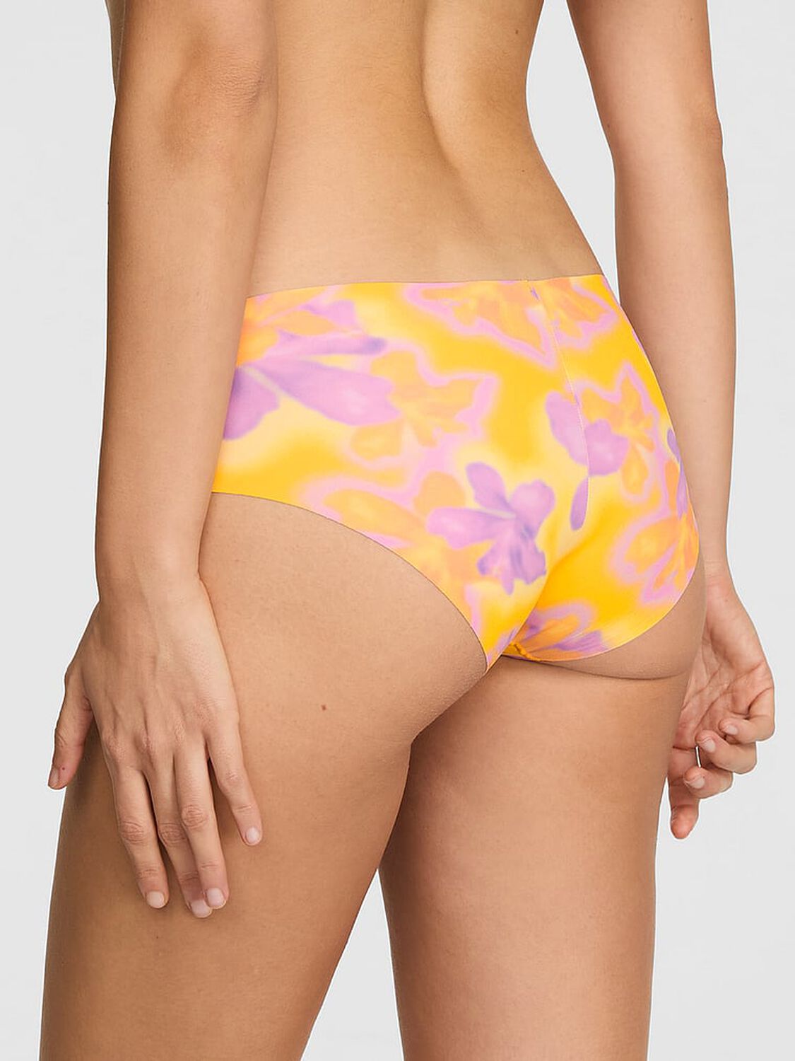 pink Pink No-Show Hiphugger Panty Yellow Hibiscus Floral Print 2 of 3 