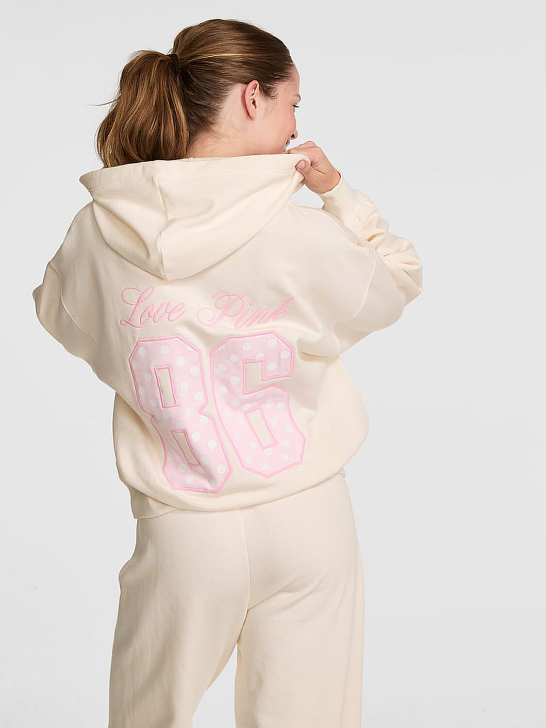 vs Pink Campus Fleece&trade; Full-Zip Hoodie Cozy White 2 of 3 