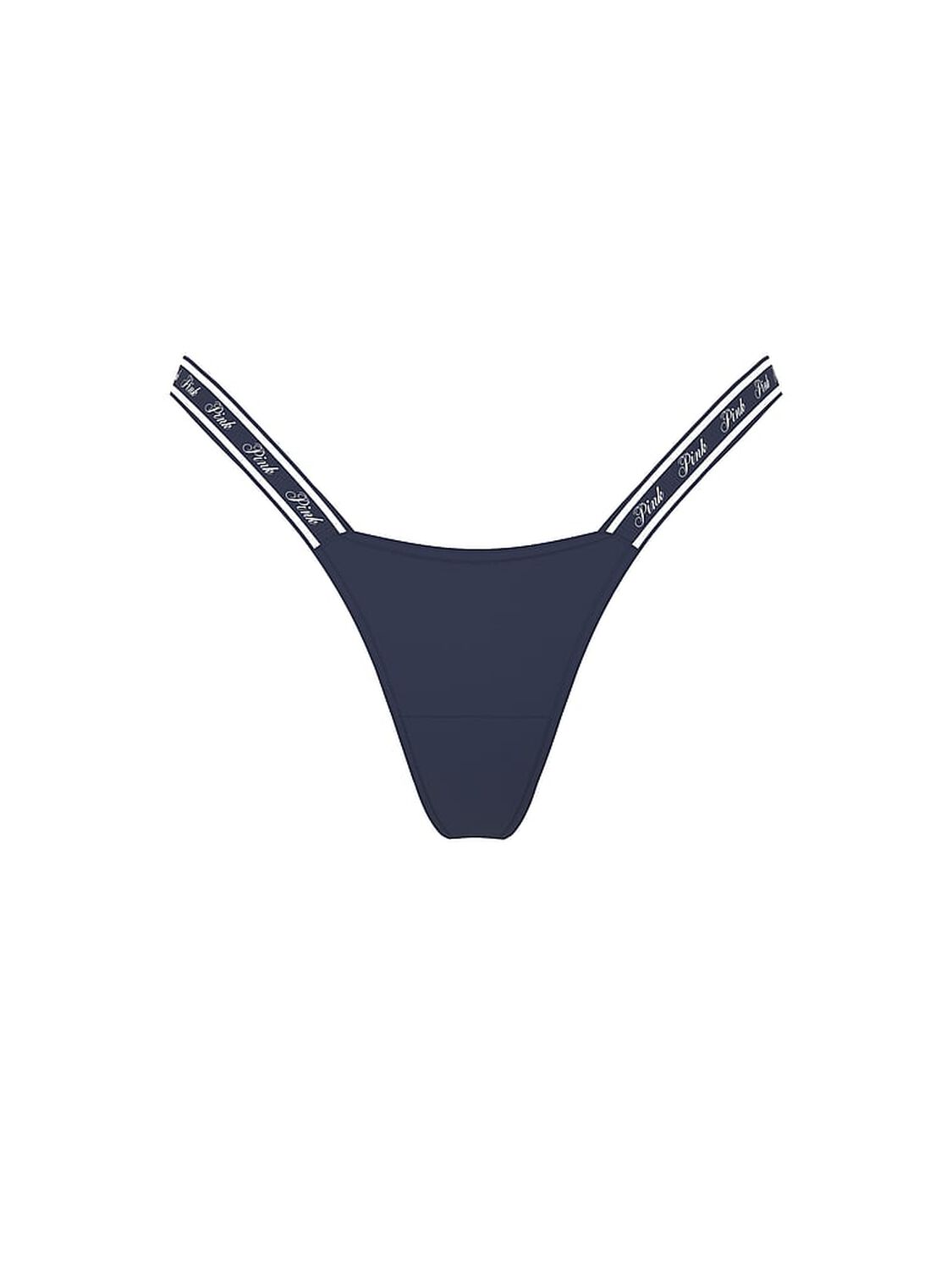 pink Pink Logo Cotton High-Leg Micro Thong Panty Noir Navy 1 of 2 
