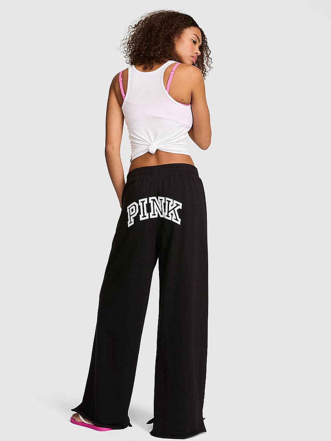 pink Pink Campus Fleece&trade; Wide-Leg Split-Hem Sweatpants Pure Black 2 of 3 