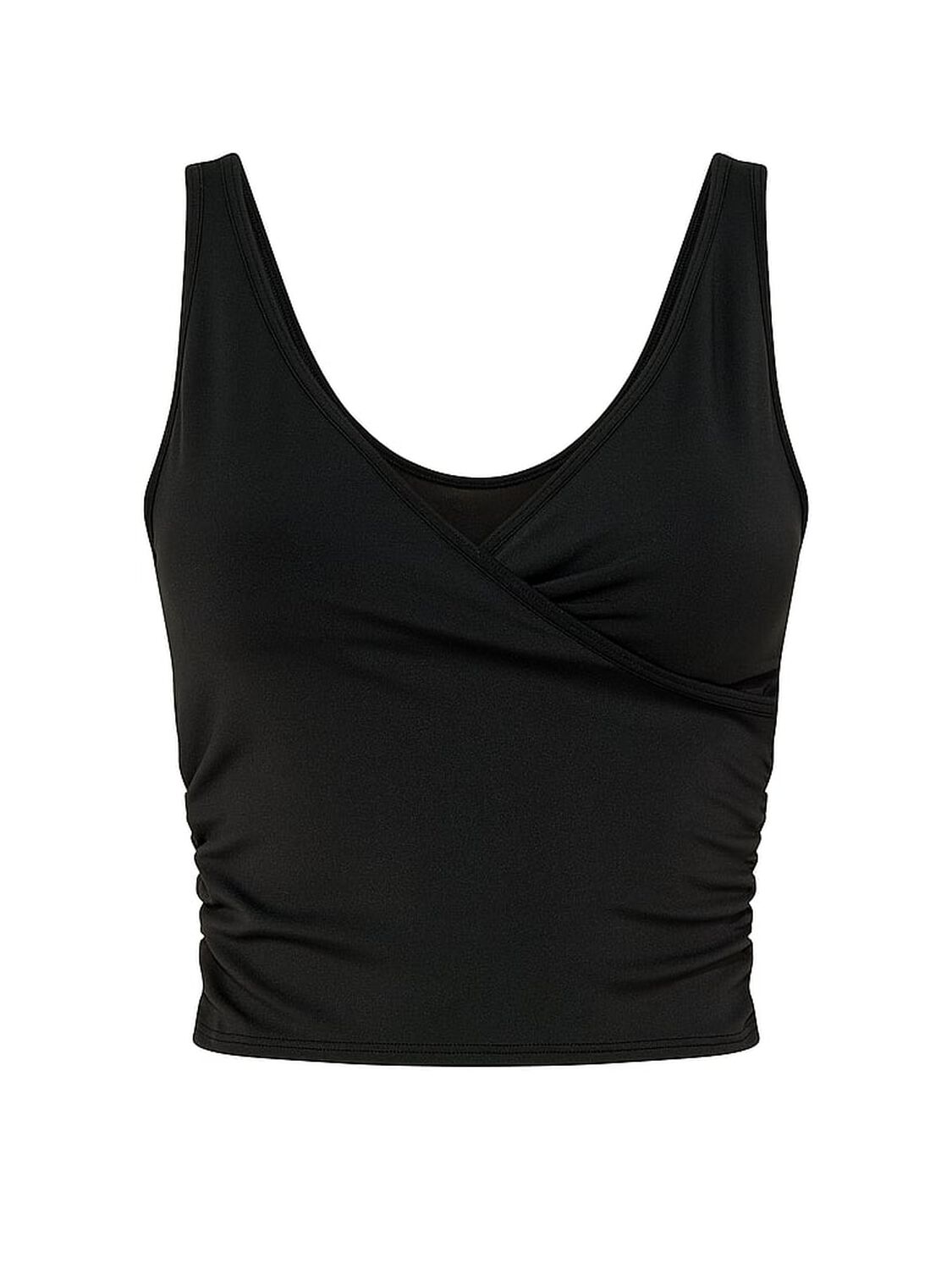 pink Pink PINK Relay&trade; Ruched Wrap Bra Tank Pure Black 3 of 3 
