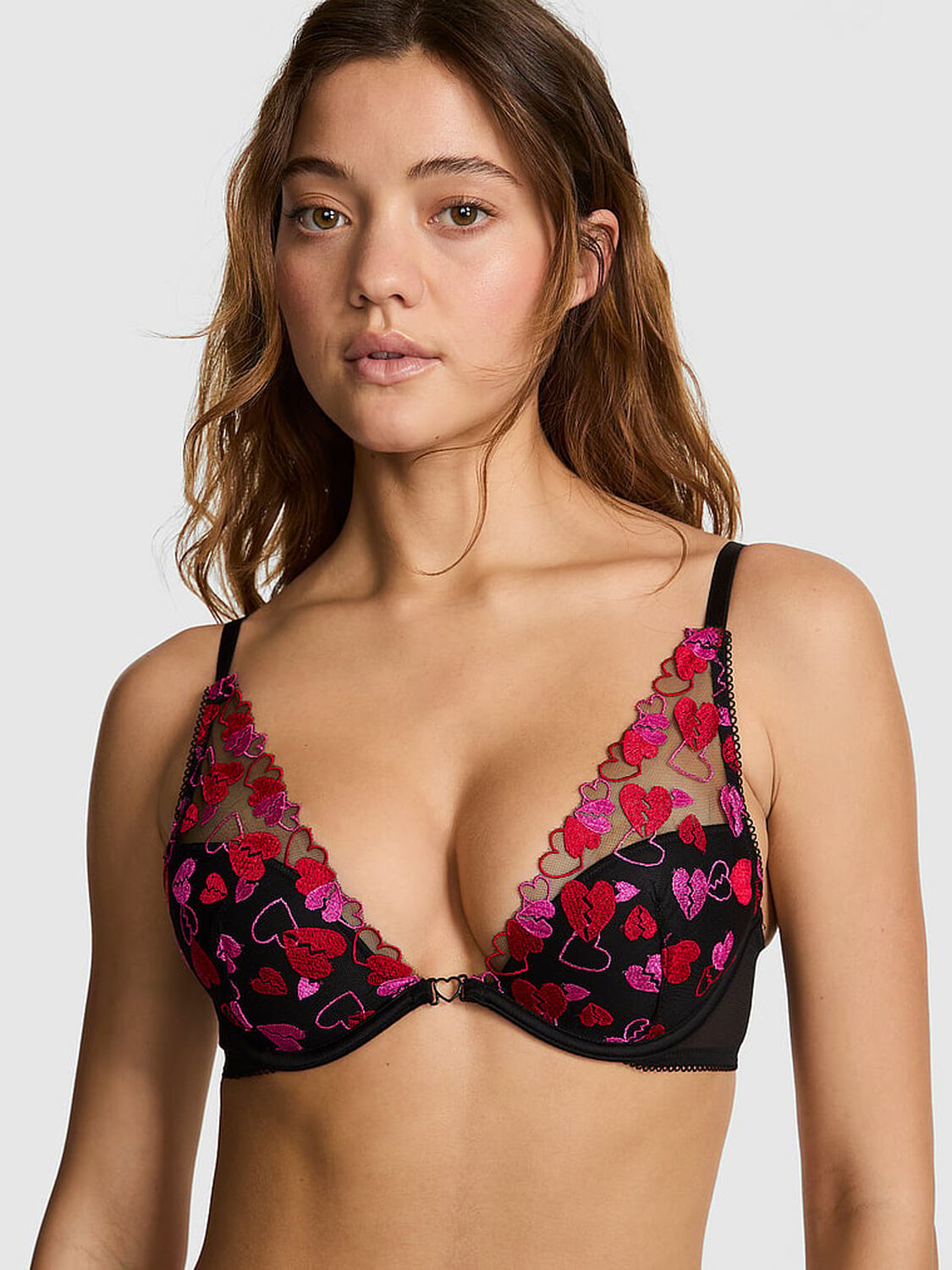 pink Pink Wink Wink Lightly Lined Plunge Bra 1 of 3 