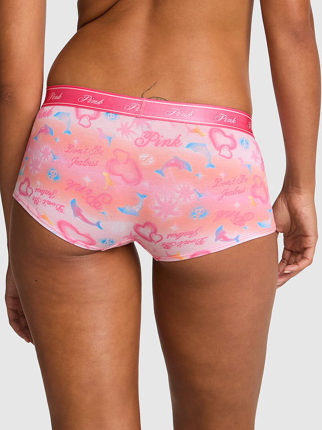 pink Pink Logo Cotton Boyshort Panty Love Me Pink Airbrush Print 2 of 3 
