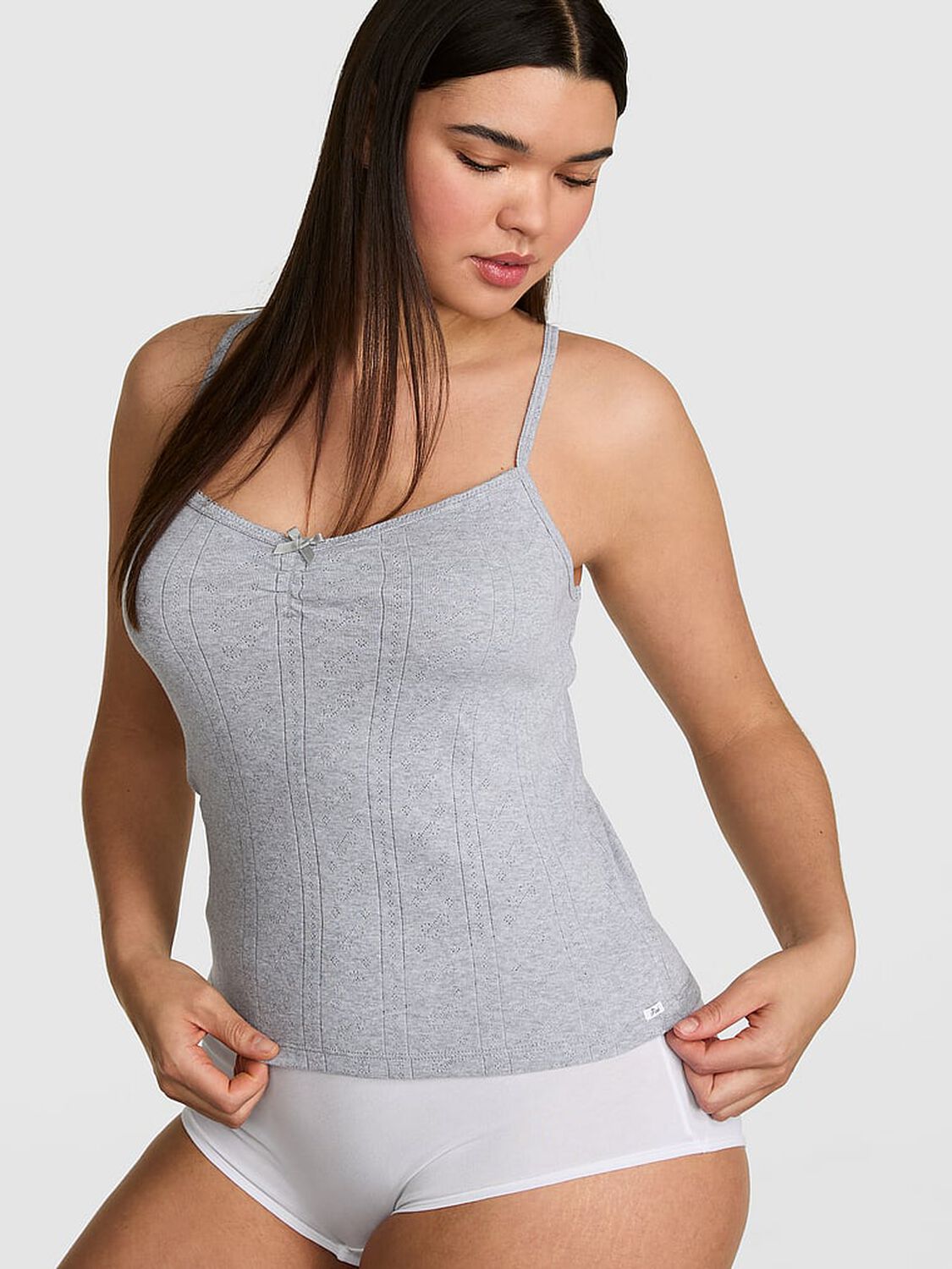 pink Pink Pointelle Sweetheart Cami Medium Heather 1 of 3 