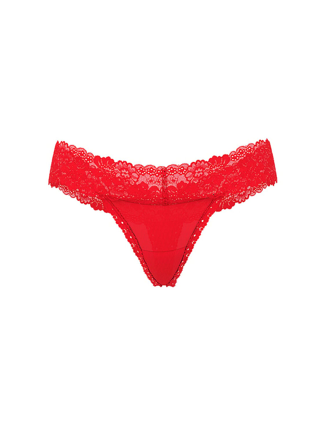 pink Pink Wink Lace-Trim Thong Panty Bright Vermillion 3 of 3 